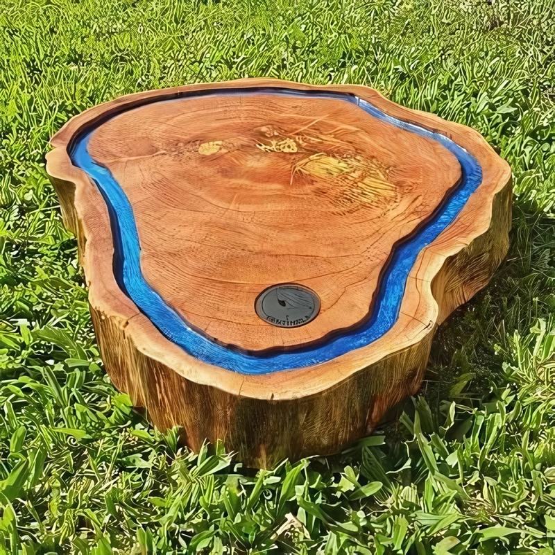 Tábua de Corte Rústica – Madeira de Itaúba com Resina Azul