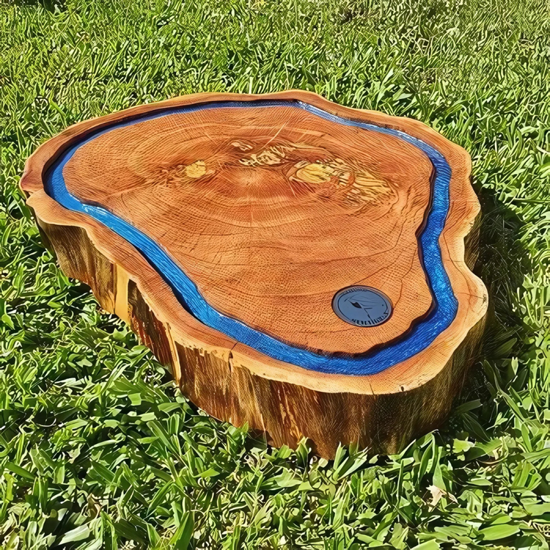 Tábua de Corte Rústica – Madeira de Itaúba com Resina Azul