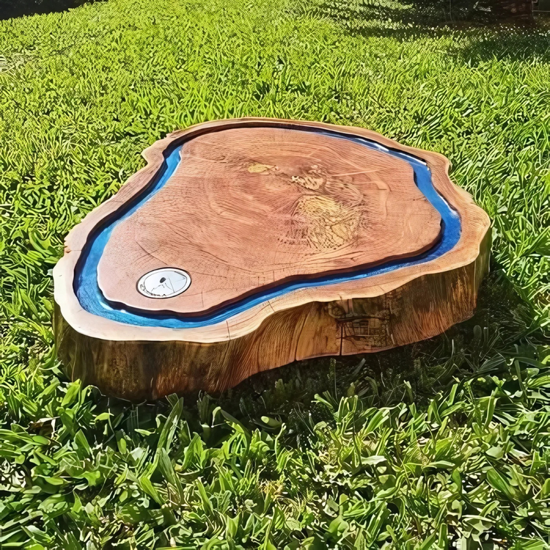 Tábua de Corte Rústica – Madeira de Itaúba com Resina Azul